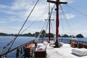 deck of la galigo vessel in raja ampat