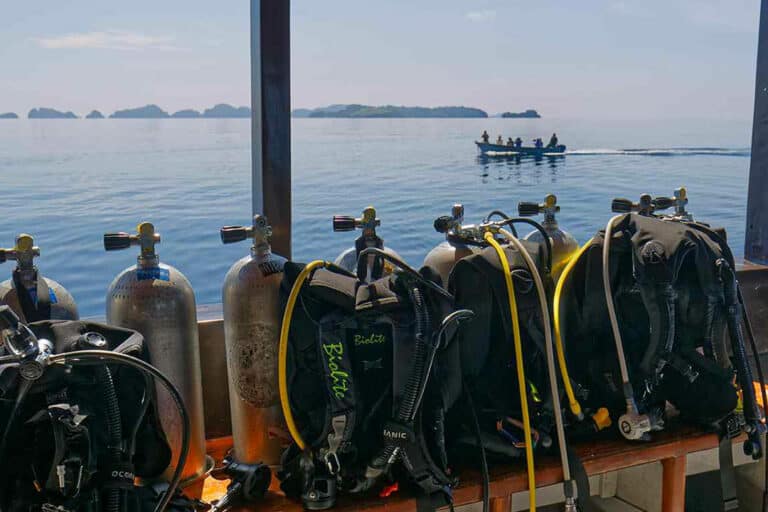 diving gear getting ready in raja ampat