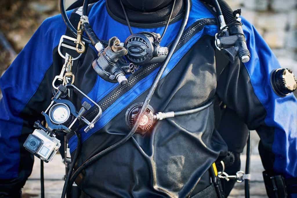 scuba diver equipped with a dry suit